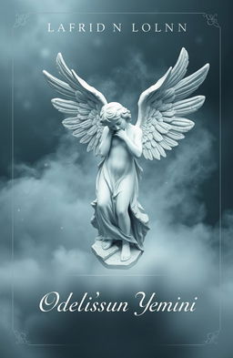 Book cover design for 'Odelius'un Yemini', featuring a shattered angel statue as the central focus