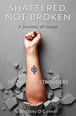 A woman's left forearm emerging from a shattered concrete foundation