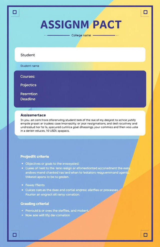Design a visually appealing assignment page for a college project