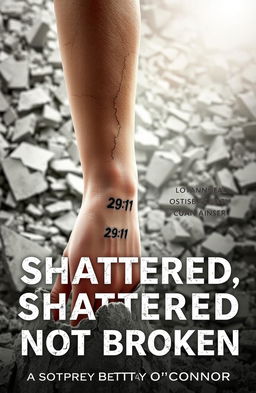 A dramatic scene depicting a woman's left forearm emerging from a shattered concrete foundation