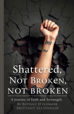 A captivating scene depicting a woman's left forearm emerging from a shattered foundation