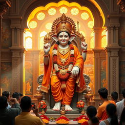 A beautifully crafted statue of Ram Lala, depicted in a traditional temple setting