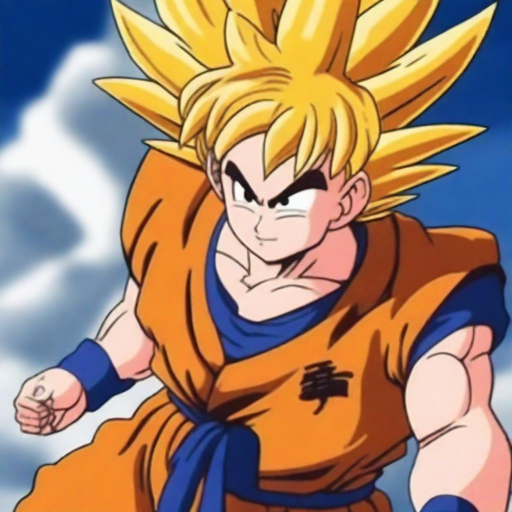 A high-quality digital art image featuring Goku from the Dragonball series