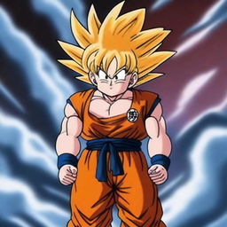 A high-quality digital art image featuring Goku from the Dragonball series