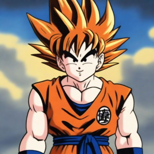 A high-quality digital art image featuring Goku from the Dragonball series