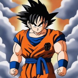 A high-quality digital art image featuring Goku from the Dragonball series