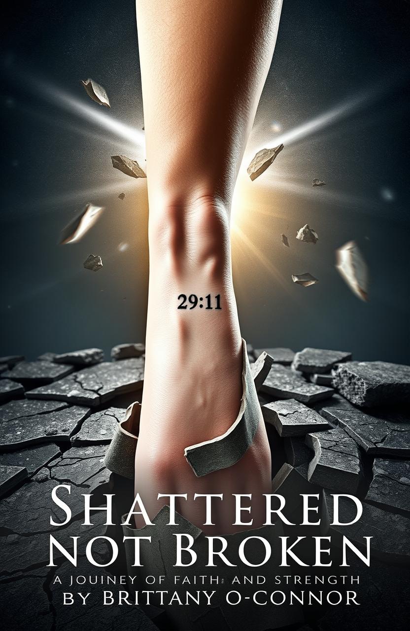 A powerful image of a woman's left forearm emerging from a shattered foundation, with cracks and peeling skin revealing a new, healthier arm underneath
