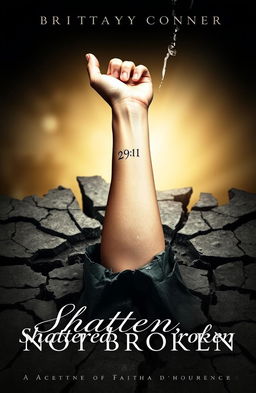 A powerful image of a woman's left forearm emerging from a shattered foundation, with cracks and peeling skin revealing a new, healthier arm underneath