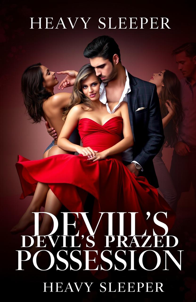 A stunning book cover design for "Devil's Prized Possession" by "HeavySleeper" featuring two couples in a passionate embrace