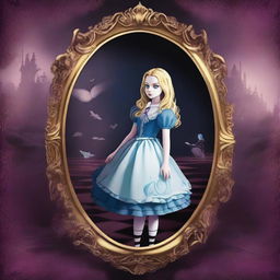 A high-quality digital art piece combining the realms of shadow and human, imbued with a twisted Alice in Wonderland theme