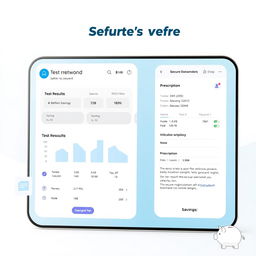 A modern and user-friendly online platform displaying a test report and prescription, designed for safety and savings
