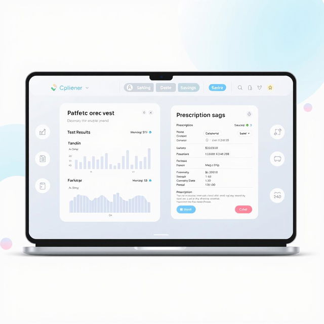 A modern and user-friendly online platform displaying a test report and prescription, designed for safety and savings