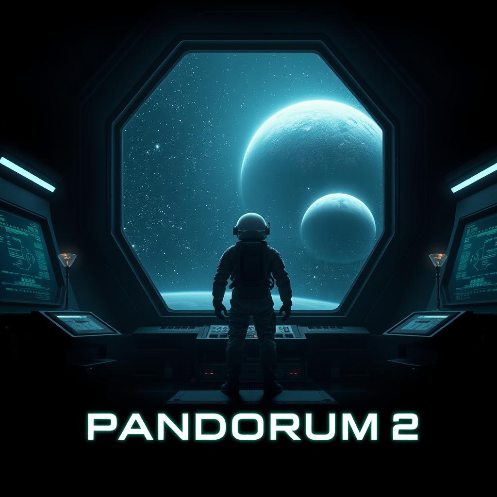 A teaser poster for 'Pandorum 2', featuring a dark, futuristic spaceship interior with eerie lighting