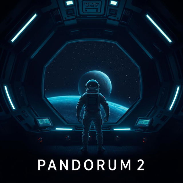 A teaser poster for 'Pandorum 2', featuring a dark, futuristic spaceship interior with eerie lighting