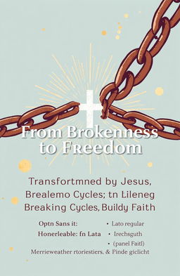 A stylized illustration featuring a broken chain with a radiant cross shining through the gap where the chain is broken