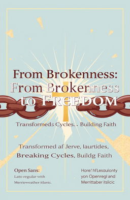 A stylized illustration featuring a broken chain with a radiant cross shining through the gap where the chain is broken