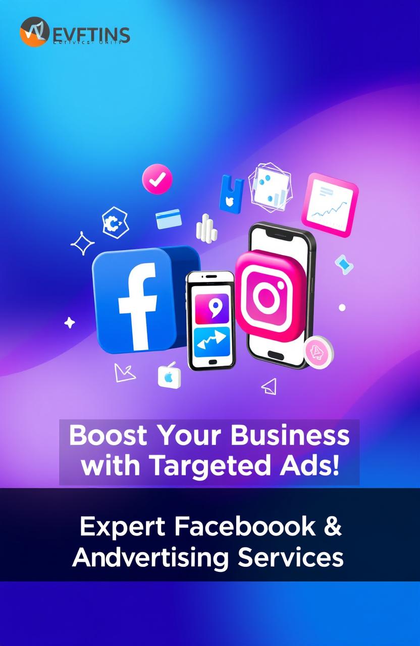 A modern digital marketing design showcasing Facebook and Instagram ads services