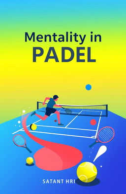 A vibrant book cover for a guide on the mental aspects of playing PADEL