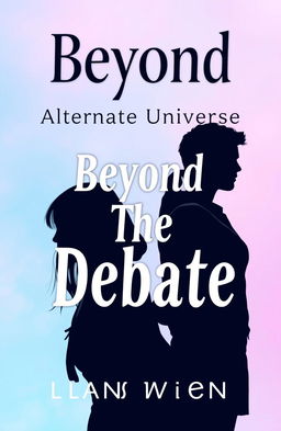 A fantasy fiction book cover design featuring a full pastel blue and pastel pink background