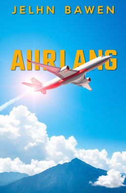 A visually striking book cover featuring a sleek, modern airplane soaring through a brilliant blue sky, with fluffy white clouds surrounding it