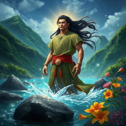 A mythical hero from Ilocos, Lam-ang is depicted as a handsome and brave figure, emerging from an enchanted river