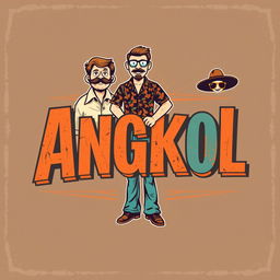 A vintage-inspired t-shirt print design featuring the word 'Angkol' in a retro typography style