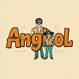 A vintage-inspired t-shirt print design featuring the word 'Angkol' in a retro typography style
