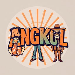 A vintage-inspired t-shirt print design featuring the word 'Angkol' in a retro typography style