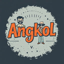 A vintage-inspired t-shirt print design featuring the word 'Angkol' in a retro typography style