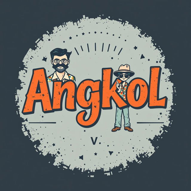 A vintage-inspired t-shirt print design featuring the word 'Angkol' in a retro typography style