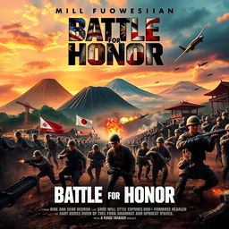 A dynamic and intense movie poster depicting a fictional war between the Philippines and Japan