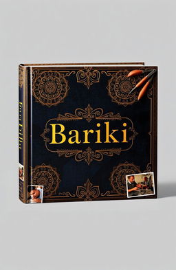 A captivating book cover design for 'Bariki', a documentary book that explores the art of Koftgari, a traditional Indian metalwork technique