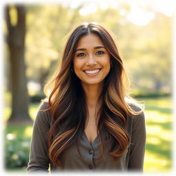 A captivating and professional Facebook profile photo for a personable woman named Tips, showcasing her vibrant personality