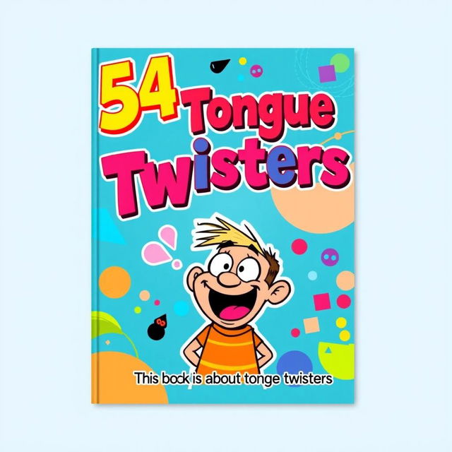 A vibrant and engaging book cover design for a collection of 54 tongue twisters sized at 10x14 inches
