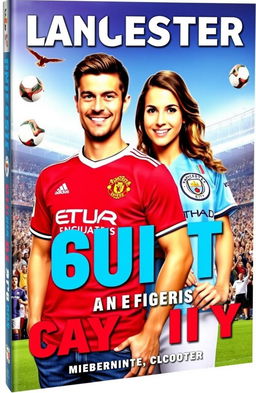 A book cover featuring a male Manchester United supporter and a female Manchester City supporter, both in vibrant football jerseys representing their teams