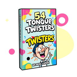 A dynamic and colorful book cover design for a collection titled 'Tongue Twisters'