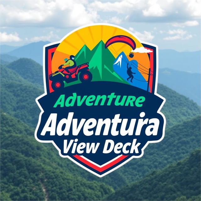 A dynamic logo design for an adventure tourism initiative highlighting thrilling activities like ATV rides, paragliding, and rope courses at Claveria View Deck in Misamis Oriental