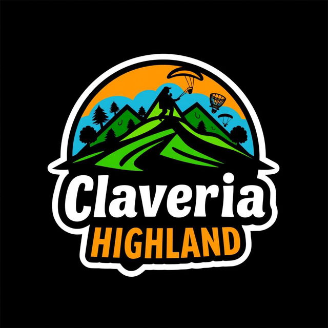 Design a logo for 'Claveria Highland' that captures the essence of adventure tourism