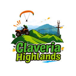 A vibrant logo design for 'Claveria Highlands,' emphasizing an adventure tourism theme
