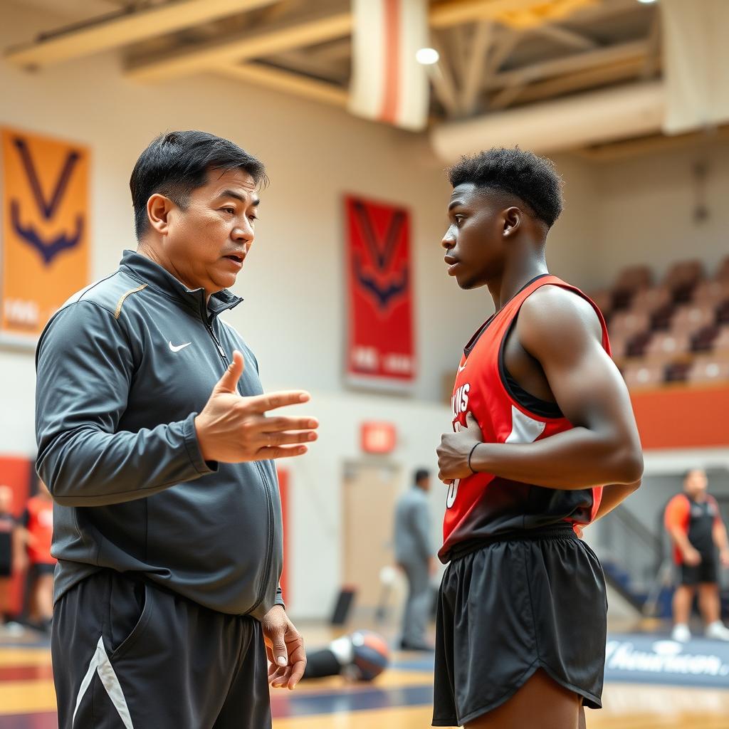 A coach engaging an athlete, ensuring they are ready to receive instructions