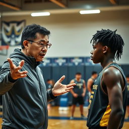 A coach engaging an athlete, ensuring they are ready to receive instructions