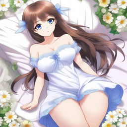 A high-quality digital art of an anime-style girl with brown hair and blue eyes