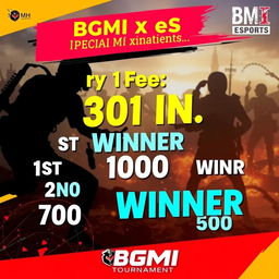 A vibrant and engaging thumbnail for a BGMI x eSports tournament featuring a solo match