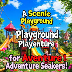 A vibrant and engaging playground scene that looks like a playground designed for adventure seekers