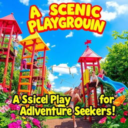 A vibrant and engaging playground scene that looks like a playground designed for adventure seekers