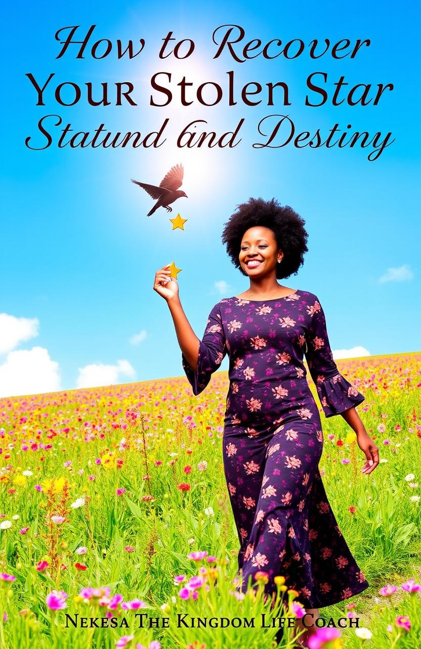 A vibrant ebook cover for 'How to Recover Your Stolen Star and Destiny' by Nekesa The Kingdom Life Coach