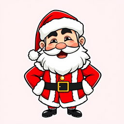 A character design of Jia Wojak meme dressed as Santa Claus, featuring his distinct facial expression