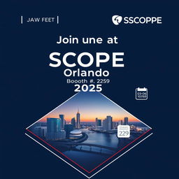 A modern conference poster featuring a dark blue background with dynamic curved wave patterns