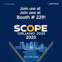 A modern conference poster featuring a dark blue background with dynamic curved wave patterns