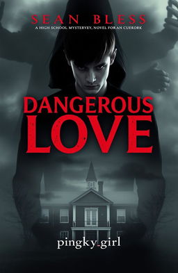 A captivating book cover design for a high school mystery novel titled 'Dangerous Love'
